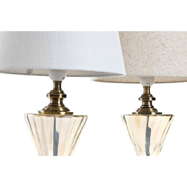 Bureaulamp Home ESPRIT Wit Beige 28 x 28 x 48 cm (2 Stuks)