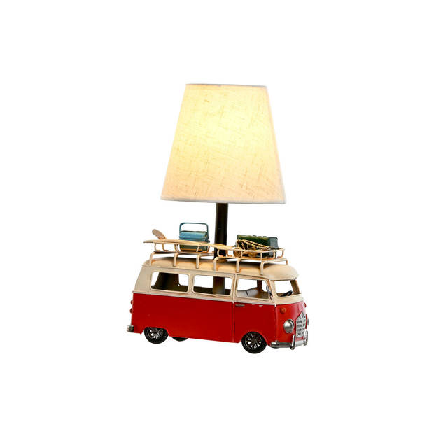 Bureaulamp Home ESPRIT Wit Rood Linnen Metaal 20 x 14 x 30 cm