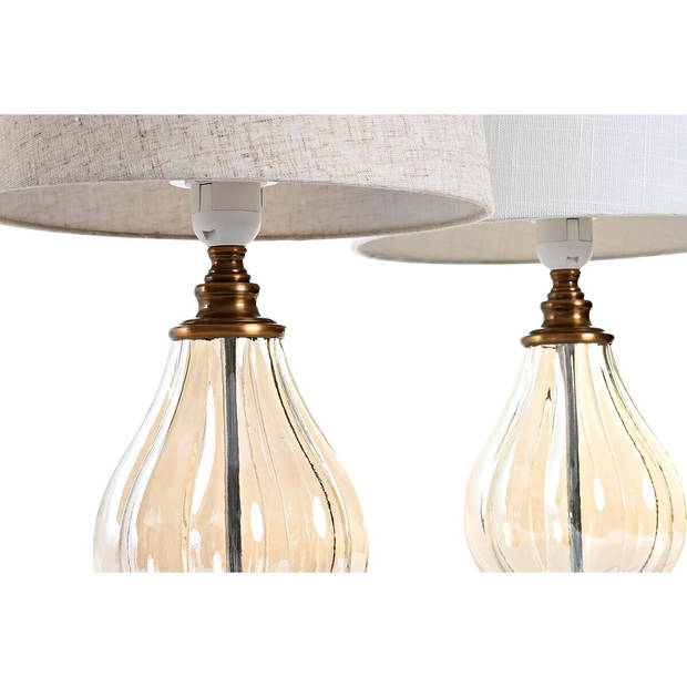 Bureaulamp Home ESPRIT Wit Beige 28 x 28 x 46 cm (2 Stuks)