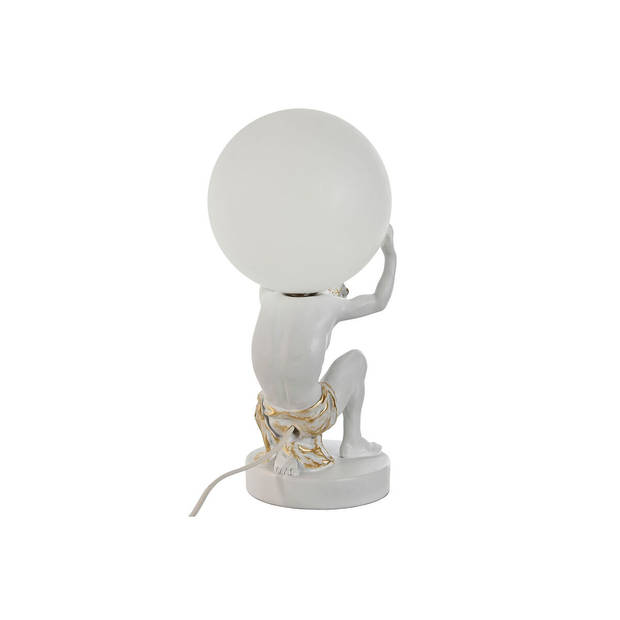 Bureaulamp Home ESPRIT Wit Gouden Hars Plastic 220 V 14 x 14 x 32 cm