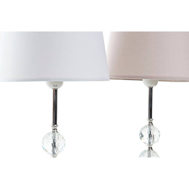 Bureaulamp Home ESPRIT Wit Beige Metaal Kristal 50 W 220 V 23 x 23 x 46 cm (2 Stuks)