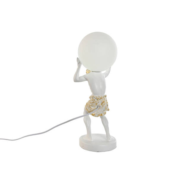 Bureaulamp Home ESPRIT Wit Gouden Hars Plastic 220 V 18 x 17 x 44 cm