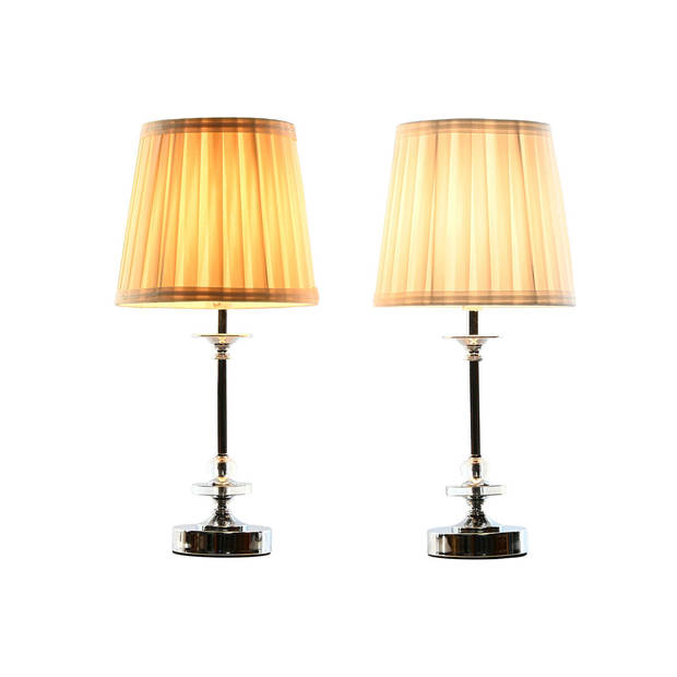 Bureaulamp Home ESPRIT Wit Beige Metaal 25 W 220 V 20 x 20 x 43 cm (2 Stuks)