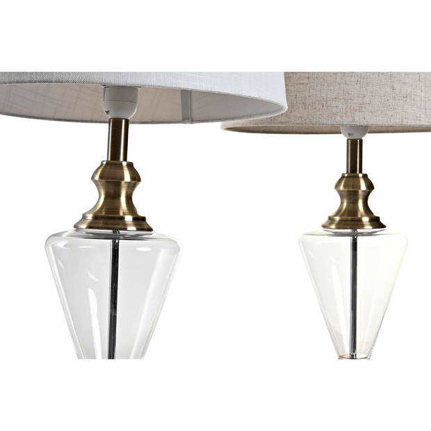 Bureaulamp Home ESPRIT Wit Beige Metaal Kristal 35 x 35 x 69 cm (2 Stuks)