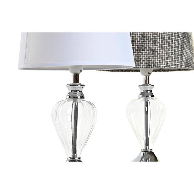 Bureaulamp Home ESPRIT Wit Grijs Metaal Kristal 20 x 20 x 37 cm (2 Stuks)