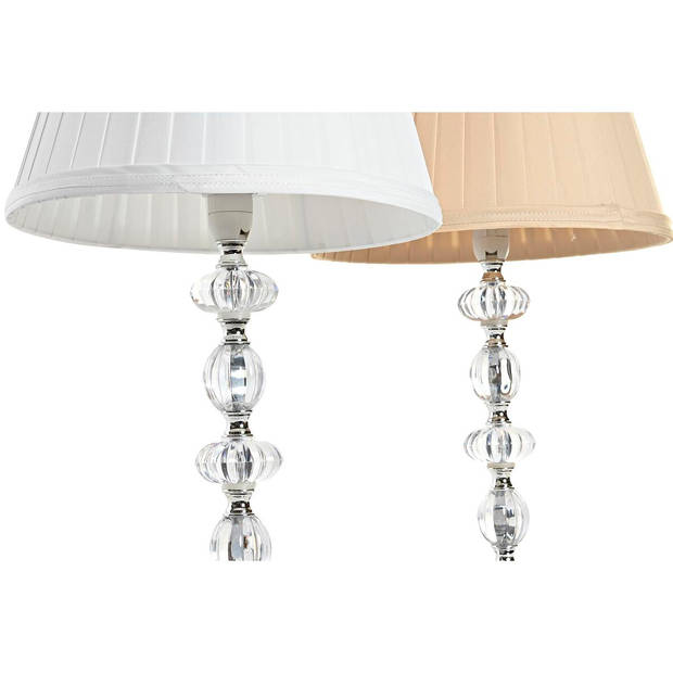 Bureaulamp Home ESPRIT Wit Beige Metaal Kristal 25 x 25 x 42 cm (2 Stuks)