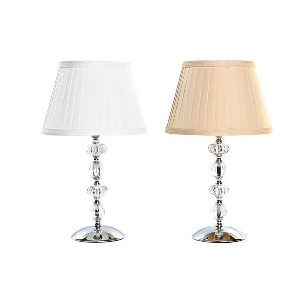 Bureaulamp Home ESPRIT Wit Beige Metaal Kristal 25 x 25 x 42 cm (2 Stuks)