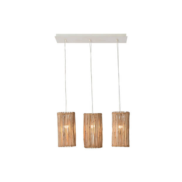 Plafondlamp Home ESPRIT Wit Natuurlijk Eucalyptushout 50 W 20 x 20 x 40 cm