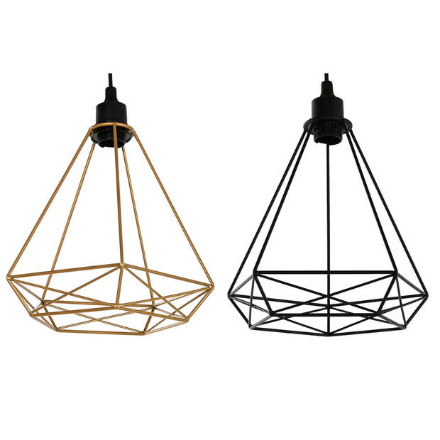 Plafondlamp Home ESPRIT Zwart Gouden Metaal 50 W 28 x 27 x 34 cm (2 Stuks)