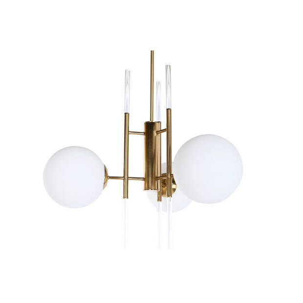 Plafondlamp DKD Home Decor 64 x 64 x 64 cm Kristal Gouden Metaal Wit 50 W