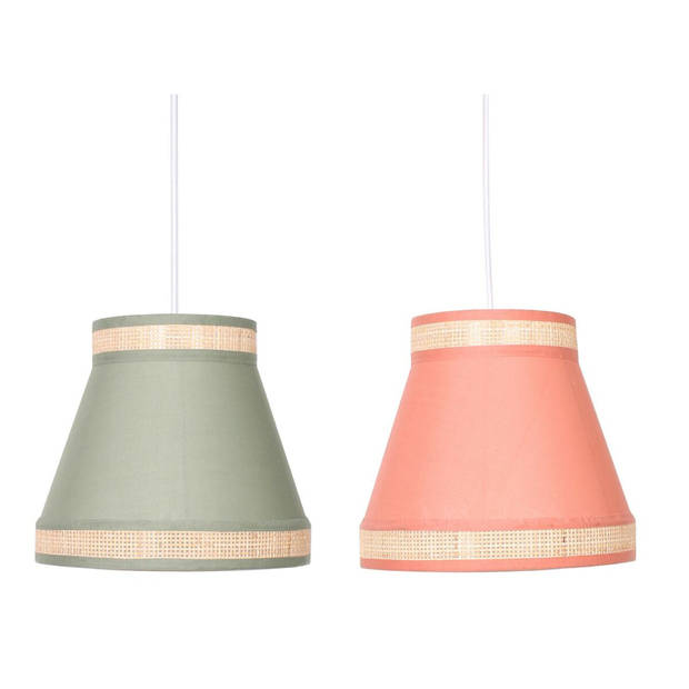 Plafondlamp DKD Home Decor 30 x 30 x 28 cm Natuurlijk Oranje Groen Rotan 28 x 28 x 28 cm 50 W (2 Stuks)