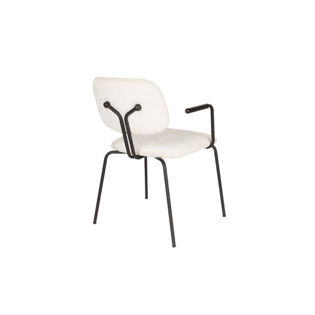 Housecraft Bouton Eetkamerstoelen met armleuning Off White - Set van 2