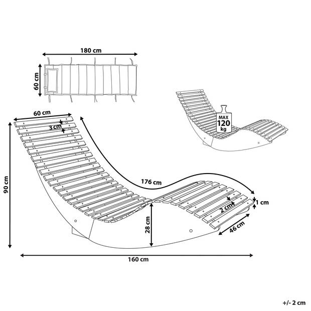 Beliani BRESCIA II - Tuinligstoel-Lichte houtkleur-Acaciahout