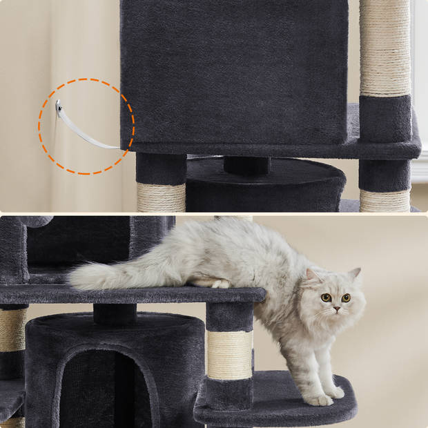 Krabpaal - Krabpaal voor grote Katten - Kattenboom - 172 cm Hoog - Donkergrijs