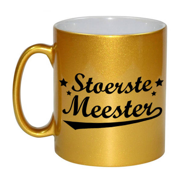 Stoerste meester gouden beker / mok bedankt 330 ml - Meesterdag/einde schooljaar cadeau - feest mokken