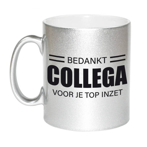 1x stuks personeel / collega cadeau zilveren mok / bedankt collega voor je top inzet - feest mokken