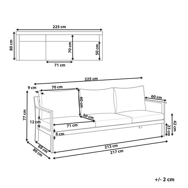 Beliani KIATO - Tuinsofa-Grijs-Aluminium