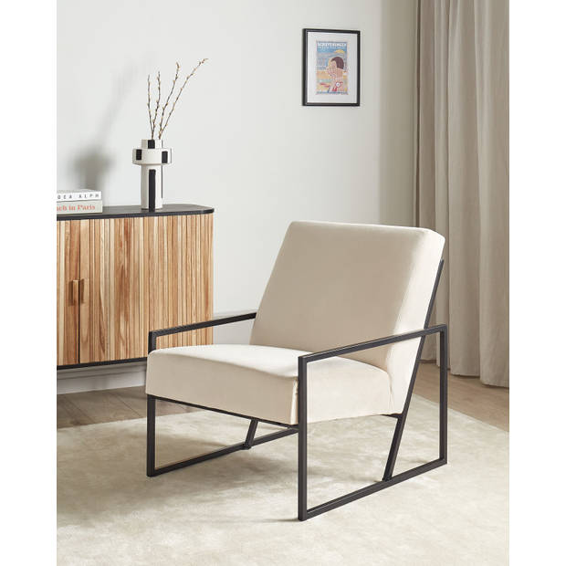 Beliani DELARY - Fauteuil-Beige-Fluweel