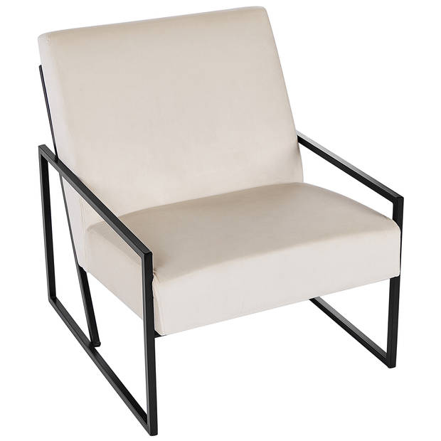 Beliani DELARY - Fauteuil-Beige-Fluweel