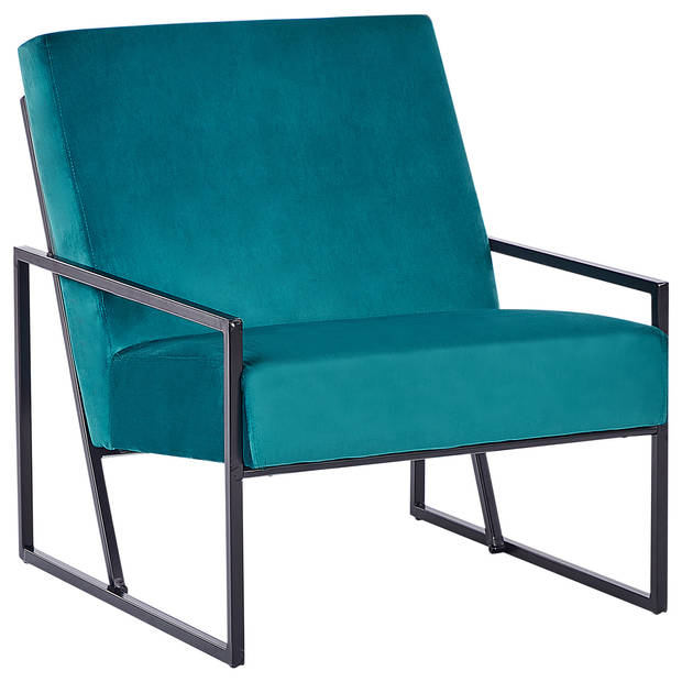 Beliani DELARY - Fauteuil-Blauw-Fluweel