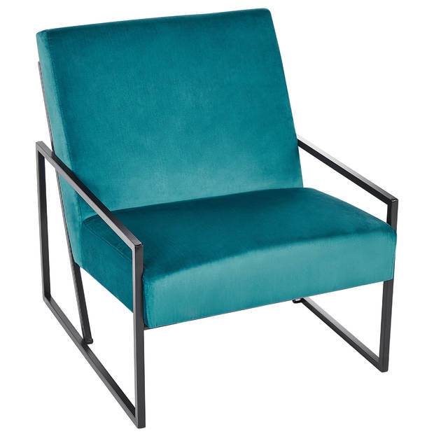 Beliani DELARY - Fauteuil-Blauw-Fluweel