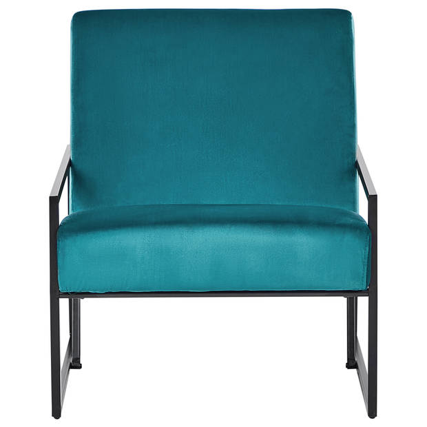 Beliani DELARY - Fauteuil-Blauw-Fluweel