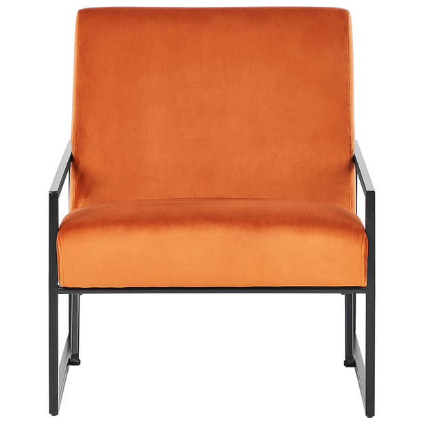 Beliani DELARY - Fauteuil-Oranje-Fluweel