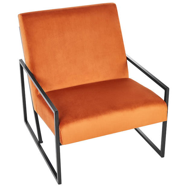 Beliani DELARY - Fauteuil-Oranje-Fluweel