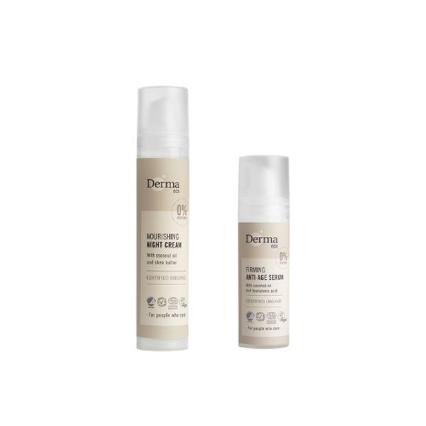 Derma Eco Nachtcrème + Anti-aging Serum - 2-delige set - Hypoallergeen - Veganistisch - Verjongende huidverzorging