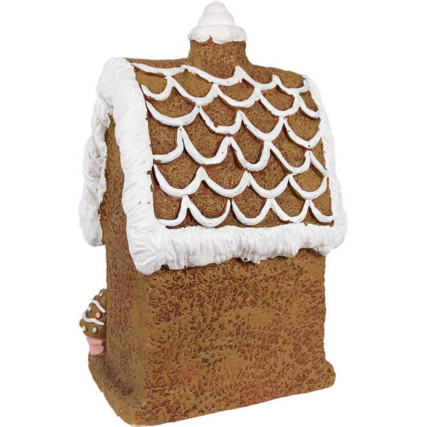 HAES DECO - Gingerbread house met LED 39 cm Bruin Kunststof Peperkoekhuisje