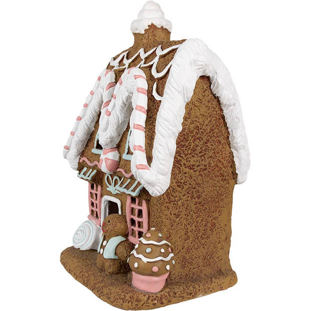 HAES DECO - Gingerbread house met LED 39 cm Bruin Kunststof Peperkoekhuisje