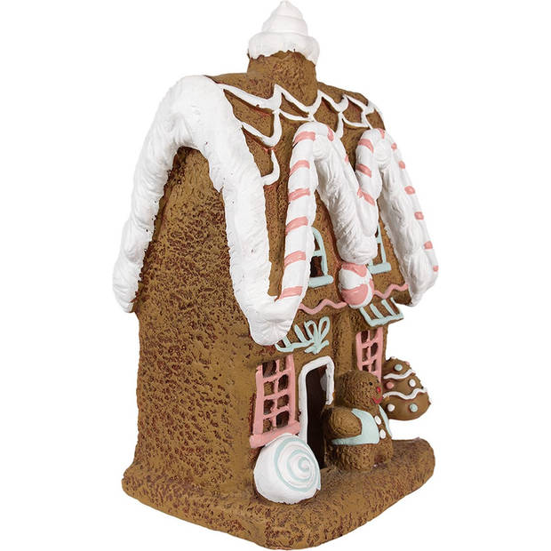 HAES DECO - Gingerbread house met LED 39 cm Bruin Kunststof Peperkoekhuisje