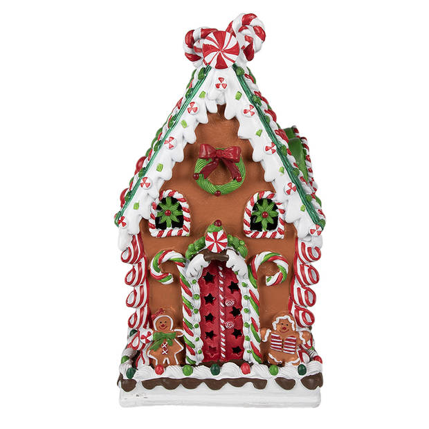 HAES DECO - Gingerbread house 20x20x37 cm Bruin Kunststof Peperkoekhuisje