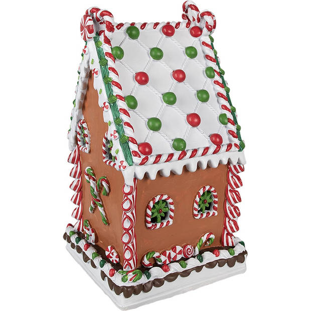 HAES DECO - Gingerbread house 20x20x37 cm Bruin Kunststof Peperkoekhuisje