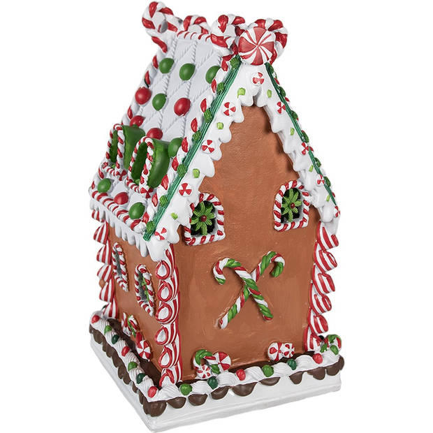 HAES DECO - Gingerbread house 20x20x37 cm Bruin Kunststof Peperkoekhuisje