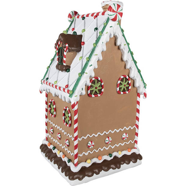 HAES DECO - Gingerbread house 28x28x51 cm Bruin Kunststof Peperkoekhuisje