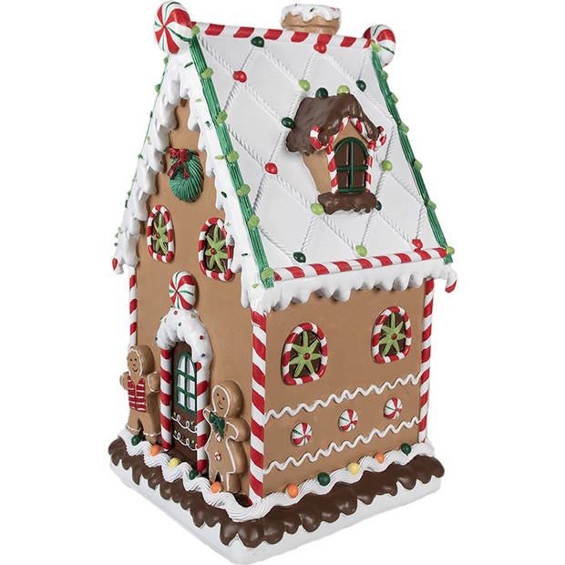 HAES DECO - Gingerbread house 28x28x51 cm Bruin Kunststof Peperkoekhuisje