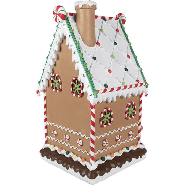 HAES DECO - Gingerbread house 28x28x51 cm Bruin Kunststof Peperkoekhuisje