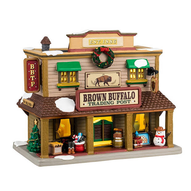 LEMAX - Brown Buffalo Trading Post 16x25x25 cm Kersthuisje