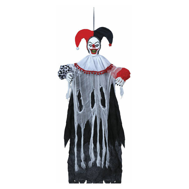 Fiestas Guirca Decoratie pop horrorclown - licht/geluid/beweging - 120 cm - Halloween poppen