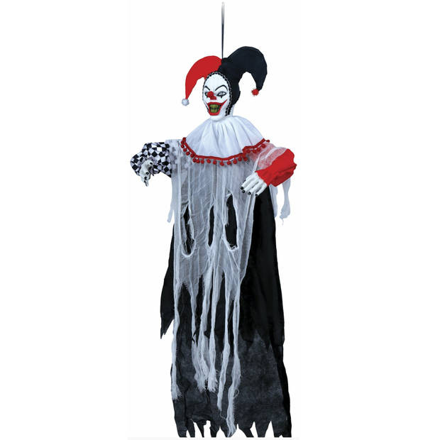 Fiestas Guirca Decoratie pop horrorclown - licht/geluid/beweging - 120 cm - Halloween poppen