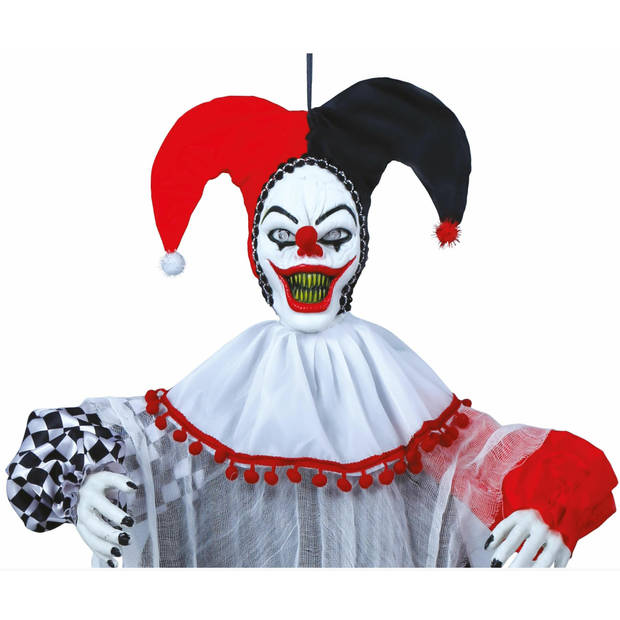 Fiestas Guirca Decoratie pop horrorclown - licht/geluid/beweging - 120 cm - Halloween poppen