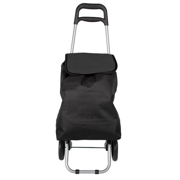 Boodschappentrolley tas op wielen - zwart - 92 x 35 x 28 cm - 40 L - Boodschappentrolleys