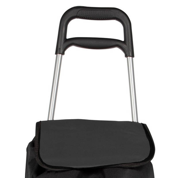 Boodschappentrolley tas op wielen - zwart - 92 x 35 x 28 cm - 40 L - Boodschappentrolleys