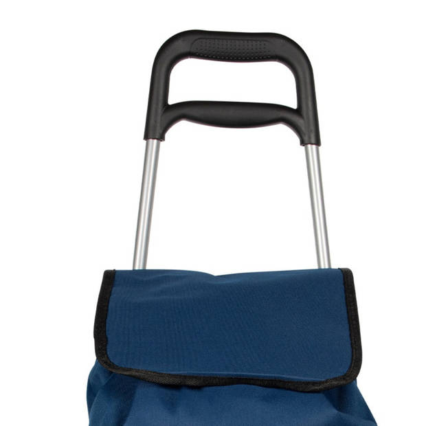 Boodschappentrolley tas op wielen - Shop and Go - blauw - 92 x 35 x 28 cm - 40 liter - Boodschappentrolleys