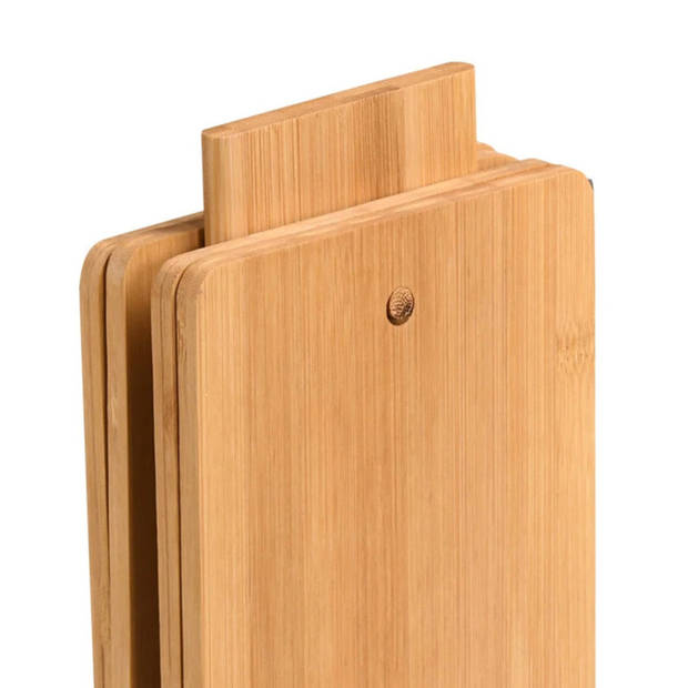 Kesper Brood en Ontbijtplankjes set - 4x stuks - bamboehout - 21 x 14 cm - lichtbruin - in standaard - Snijplanken