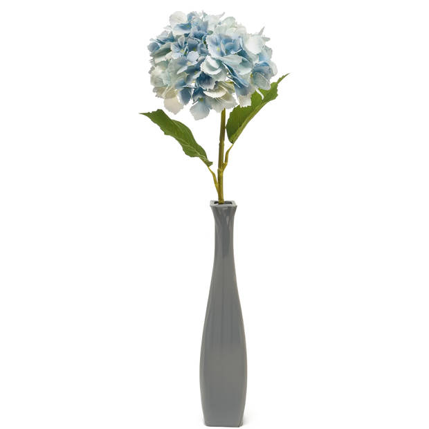 Emerald Kunstbloem hortensia tak - 2x - 52 cm - licht blauw - Real Touch - hydrangea - kunst zijdebloemen - Kunsttakken