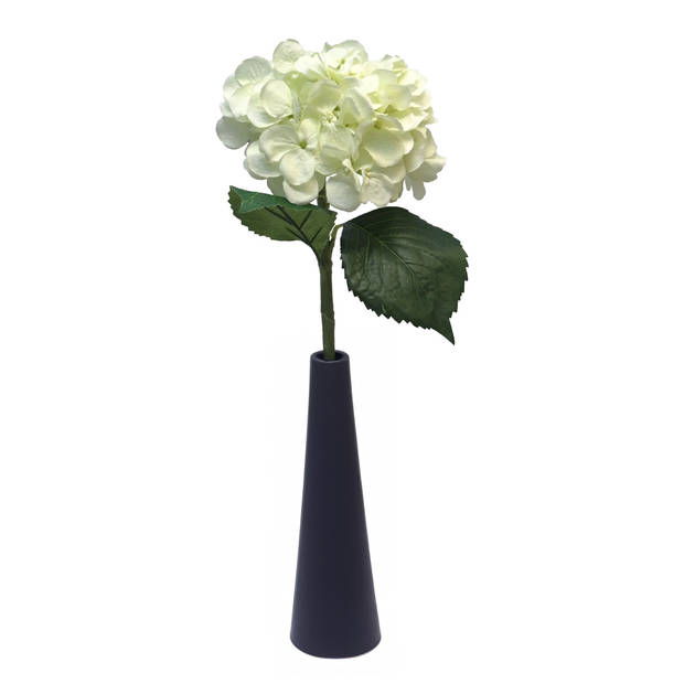 Bellatio Design Kunstbloem Hortensia tak - creme - 48 cm - losse steel - Kunst zijdebloemen - hydrangea - Kunstbloemen