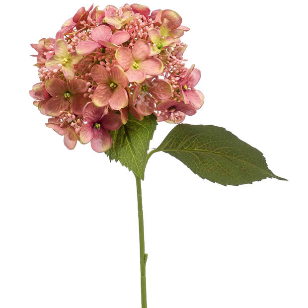 Emerald Kunstbloem hortensia tak - 50 cm - oud roze - kunst zijdebloem - Hydrangea - decoratie bloem - Kunsttakken