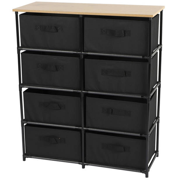 Urban Living Ladekast/organizer - 8 lades - zwart - 76 x 30 x 89 cm - Opbergkastjes